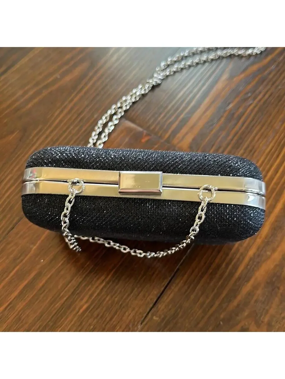 Jessica McClintock | Black & Silver Crossbody Clutch | 0725